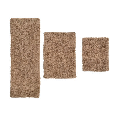 Hearon Rectangle 100% Cotton Non-Slip 3 piece Bath Rug Set