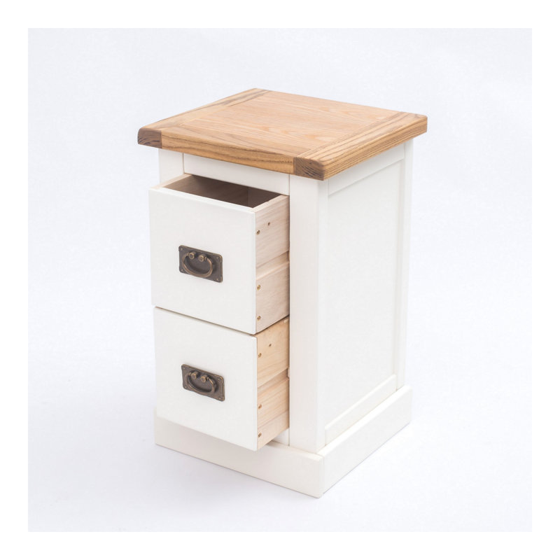 35cm W Plywood / Laminate Board Bedside Table, Brass Handle, White