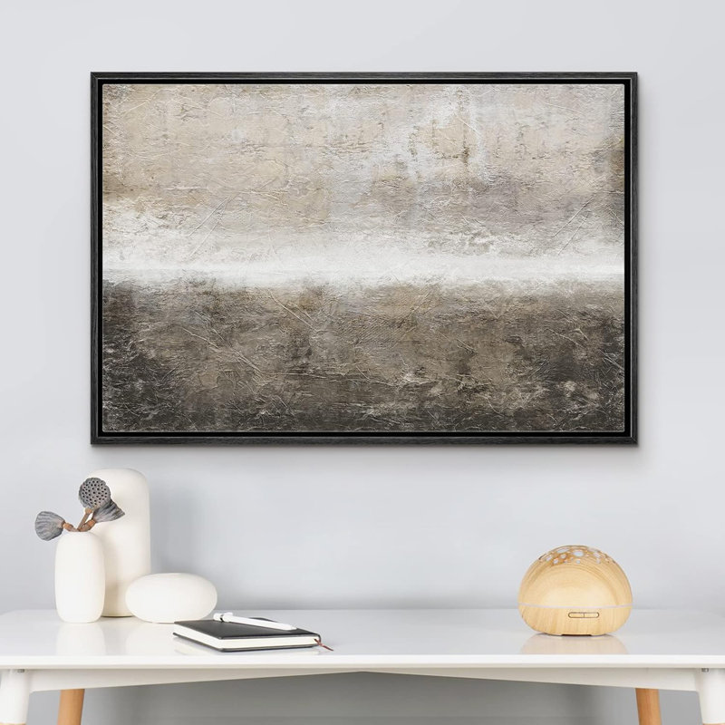 «Minimal Landscape Minimal Brown Brush Stroke Pastel Abstract Landscape Contemporary Art Living Room Office on Canvas Print