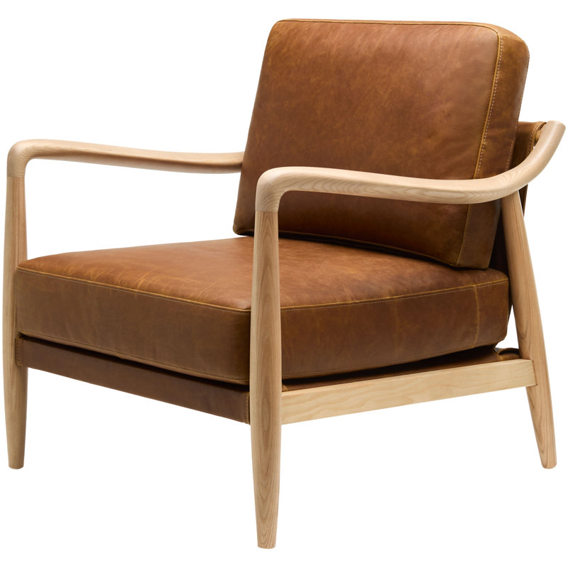 Becki Owens x Surya Gaviota Accent Chair, Brown Leather