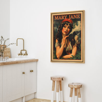 Mary Jane Classic Woman Portrait Vintage Feminine Framed Bedroom Wall Decorations Canvas Print