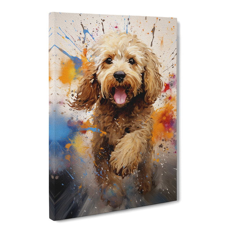 Cockapoo Action Painting - No Frame Print, 50cm H x 35cm W x 3cm D