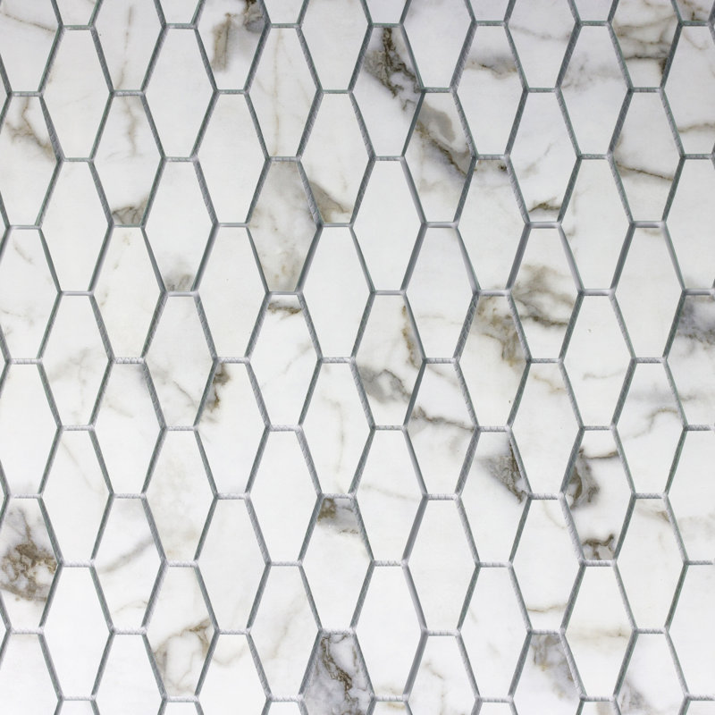 Carreau de mosaïque en verre Art Deco, Bianco Carrara mat