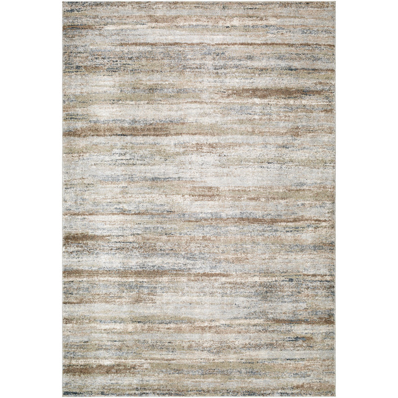 Tapis abstrait en polyester / polypropylène tissé à la machine Yanush en frêne / sauge / perle / poussière de prairie