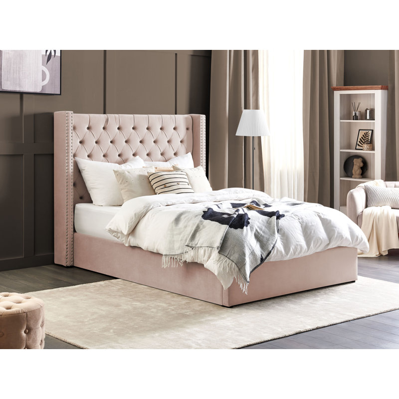 Shala Upholstered Ottoman Storage Bed, Double (4'6), Pink