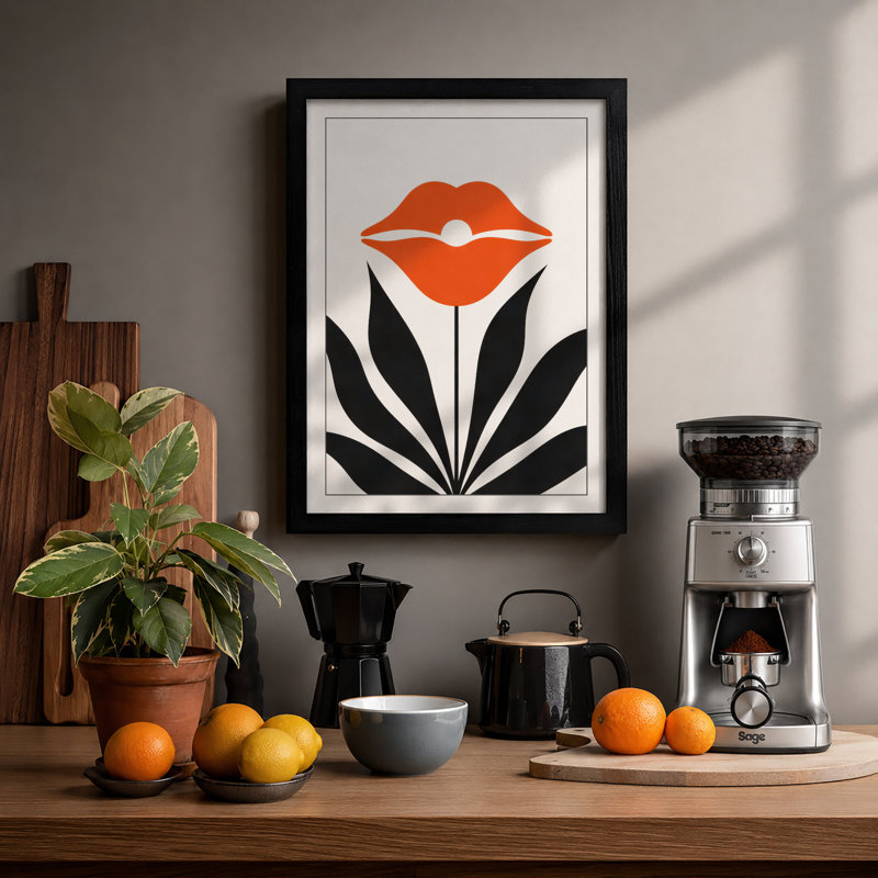 Geometric Bloom Minimalist - Print, A1 - 84.1 x 59.4 cm, Black