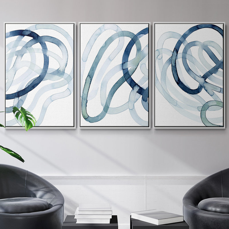 Ensemble de 3 toiles tendues noires et blanches de qualité supérieure, Blanc, H 40 po x l 78 po