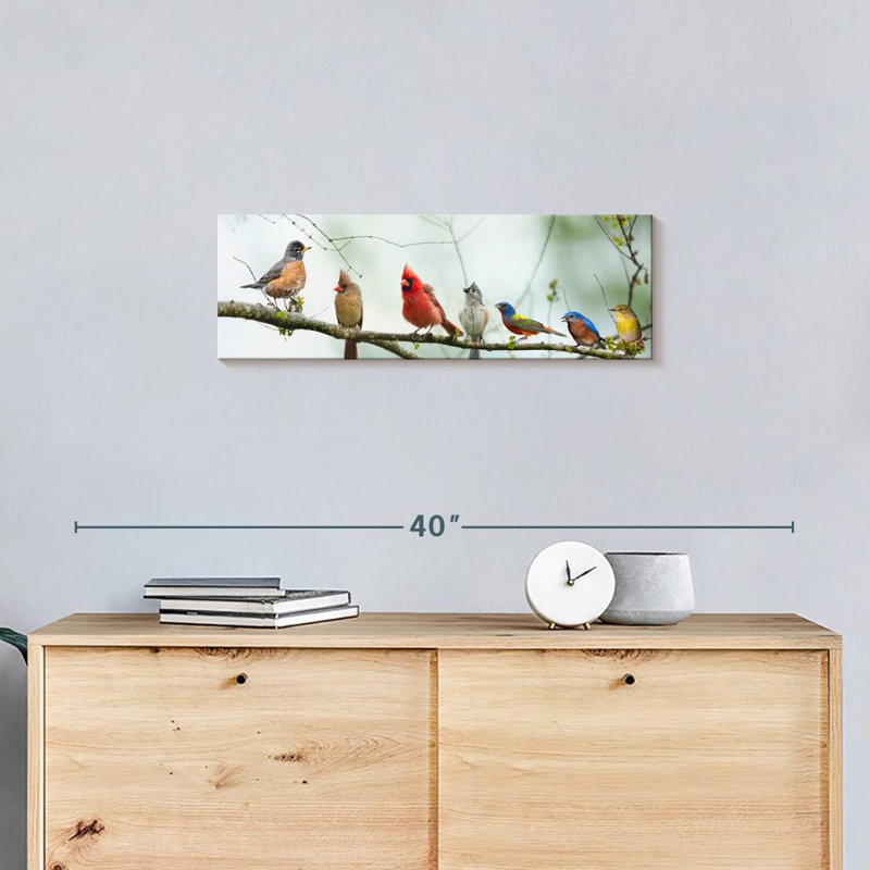 Gathering Of Birds Canvas Print, 24" H x 8" W x 1" D