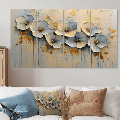 Adut - Violets Wall Art - Traditional Wall Art Decor 4 Piece