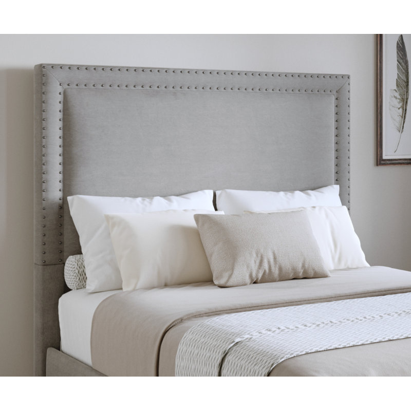 Murl Upholstered Panel Headboard, King, Gray