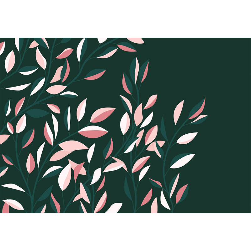 Murale botanique pelez et collez - Vigne floraison abstraite, L 41 po x l 57 po