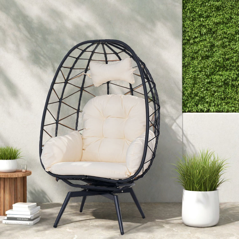Chaises de patio pivotantes, rotin en acier moderne intérieur / extérieur