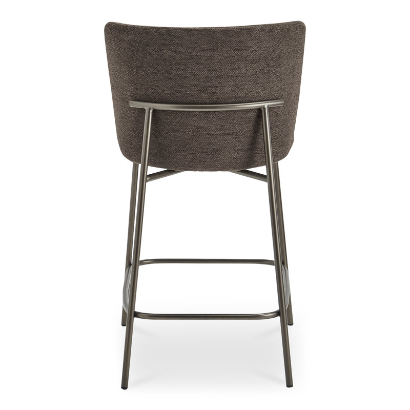 Early Upholstered Stool, Counter Stool (26.4" Seat Height), Dark Brown Polyester