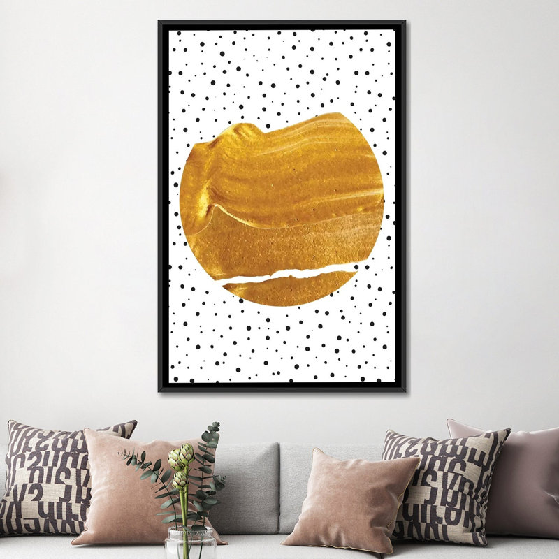 « stay gold », impression sur toile, H 26 po x l 18 po x P 1,5 po, Toile avec cadre noir, Pas de tapis
