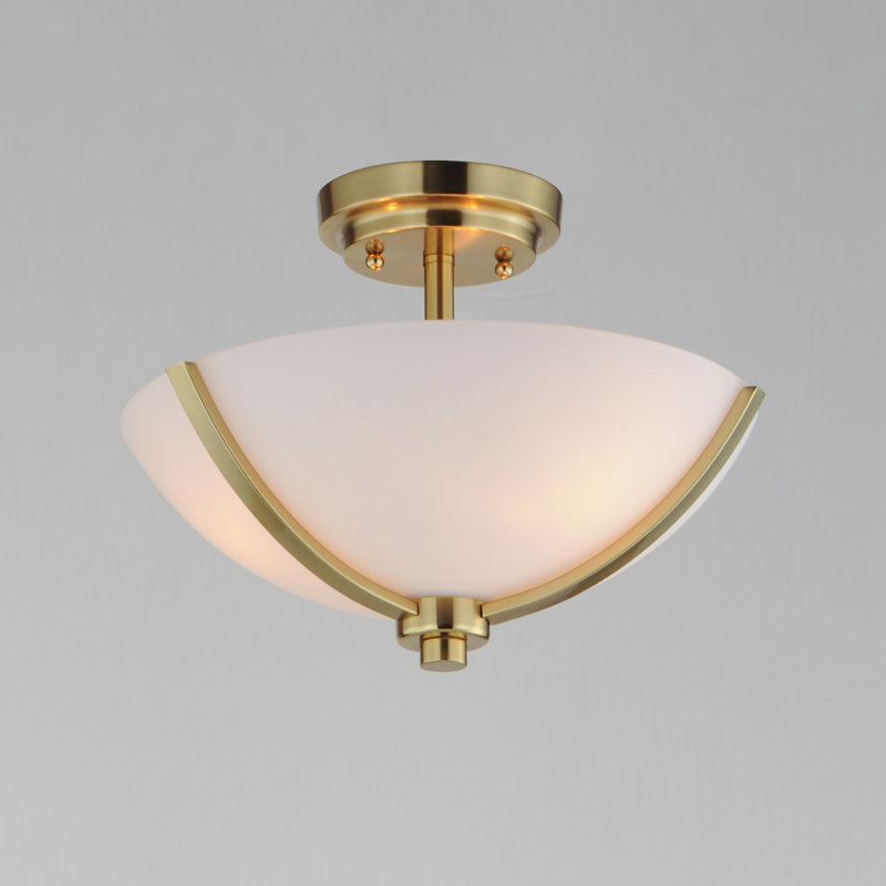 Deven Semi Flush Mount, Satin Brass