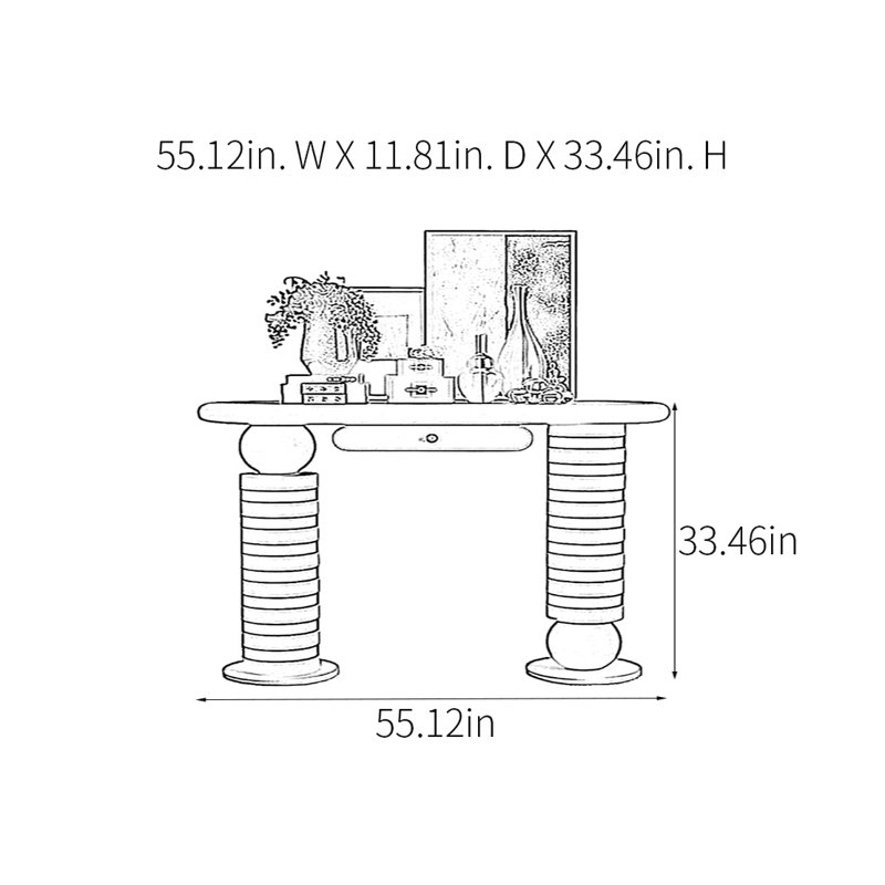 Console Modern Minimalist Art Design, H 33,46 po x l 55,12 po x P 11,81 po