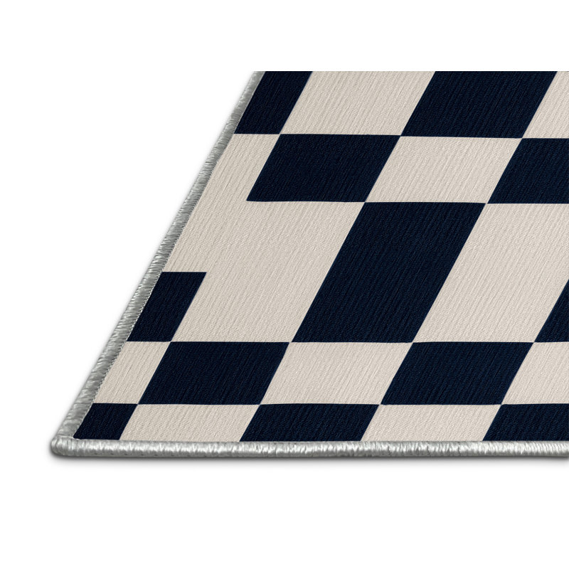 Tapis beige à carreaux lavable à la machine, Carré 3 pi