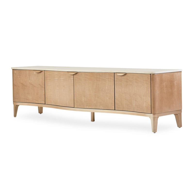 Blush and White Maple Veneer TV Console with Cabinet