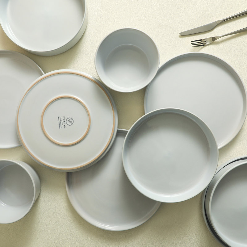 Celina Dinnerware Set Stoneware, White, 24 Pieces