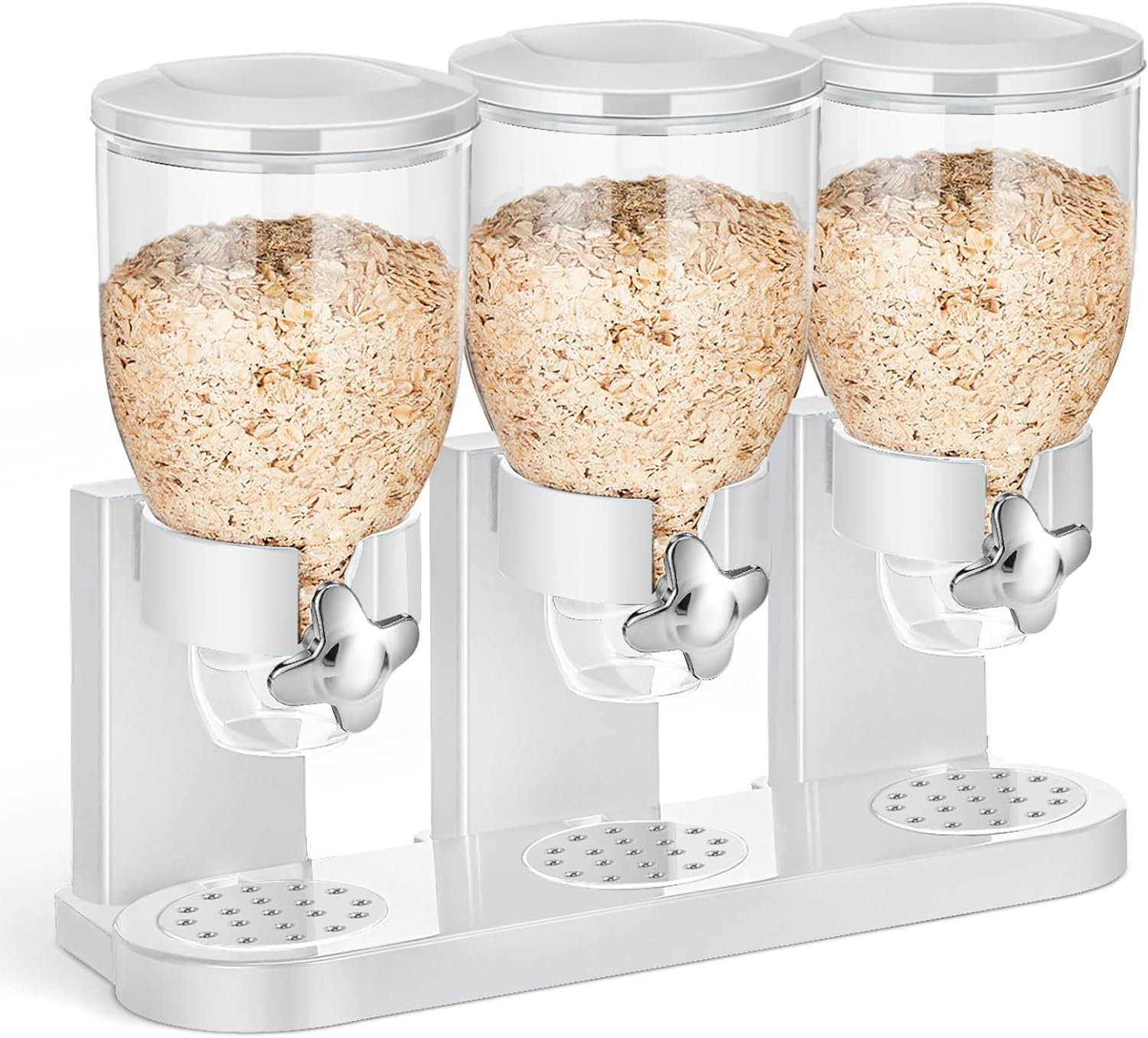 Distributeur de nourriture triple | Distributeur de céréales | Distributeur de nourriture sèche | Récipient de rangement pour comptoir de cuisine pour bonbons, noix, granola Distributeur de nourriture triple | Distributeur de céréales | Distributeur de nourriture sèche | Récipient de rangement pour comptoir de cuisine pour bonbons, noix, granola