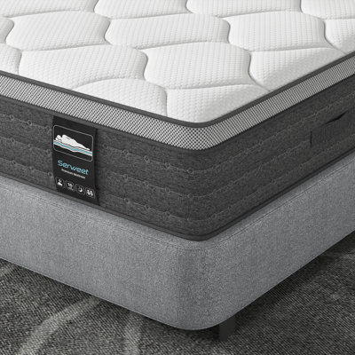 Matelas à ressorts ensachés 10/12/14 pouces avec support à 5 zones et mousse à mémoire de forme - Fermeté moyenne