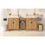 Meuble-lavabo de 60 po en bois avec cadre en bois massif, 4 portes à fermeture douce, 2 tiroirs rabattables, tablette réglable, armoire de rangement moderne