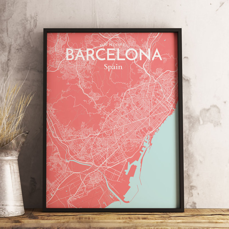 Barcelona City Map - No Frame Print, 43.2cm H x 27.9cm W x 0.13cm D