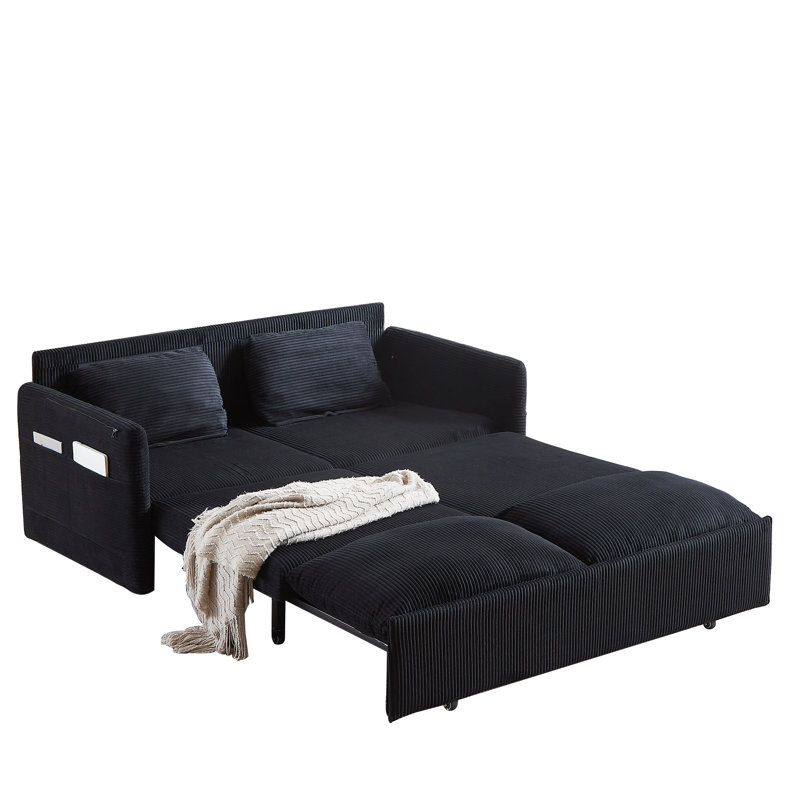 Lit escamotable avec lit escamotable, tissu en velours côtelé, 31 poches latérales réglables pour le salon, lit moderne, rembourrage en éponge réglable