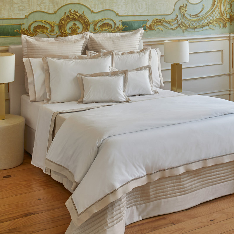 Escada 100% Cotton Percale pillowcases (pack 2 un), Standard, white-latte