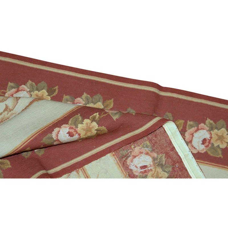 Tapis beige / rouge / vert noué à la main de haute qualité