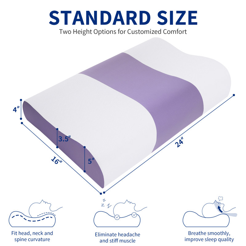 Oreiller cervical ergonomique en mousse à mémoire de forme avec soutien profilé de la nuque et housse lavable en Tencel