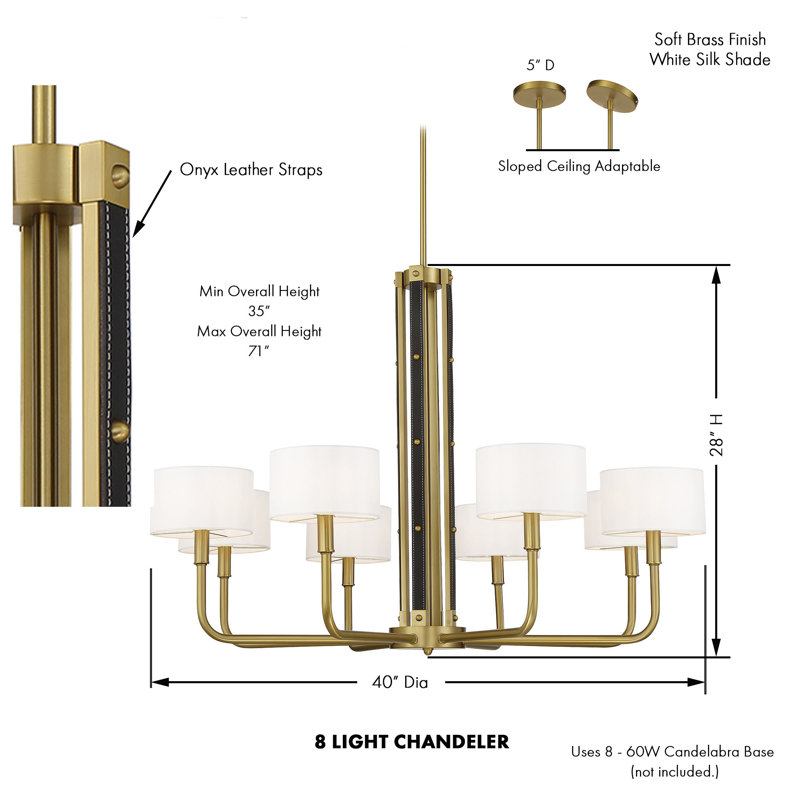 Minka Lavery Chelsea Soft Brass With White Silk Chandelier