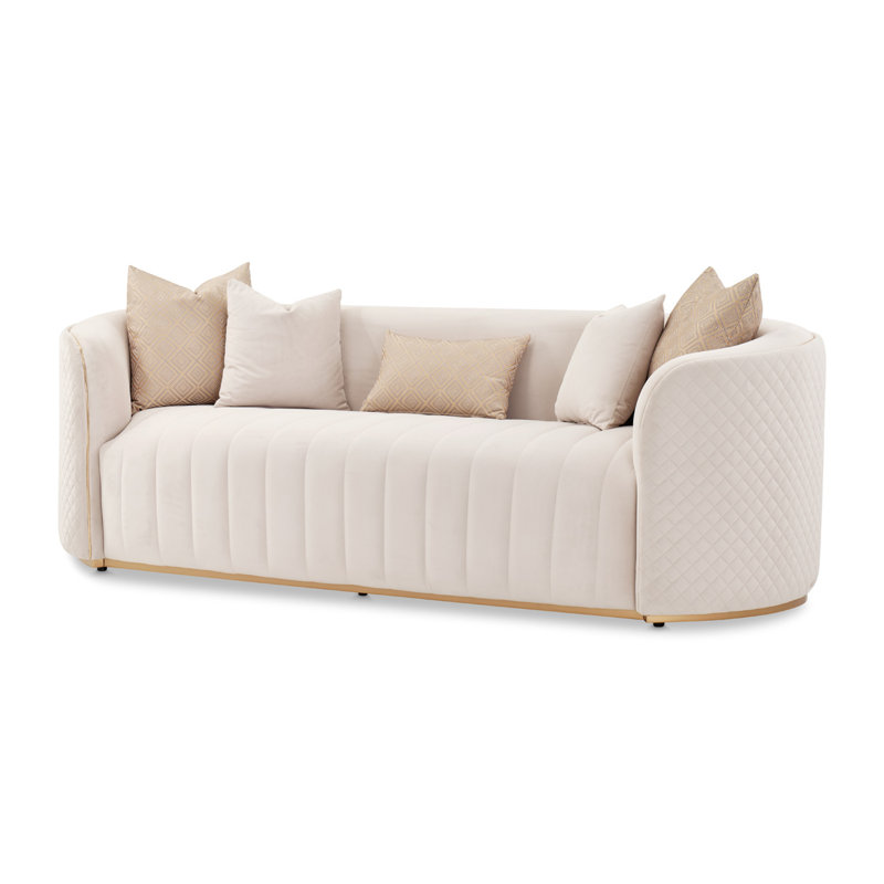 Ariana 83'' Velvet Round Arm Loveseat, Beige, 31" H x 83" W x 35" D
