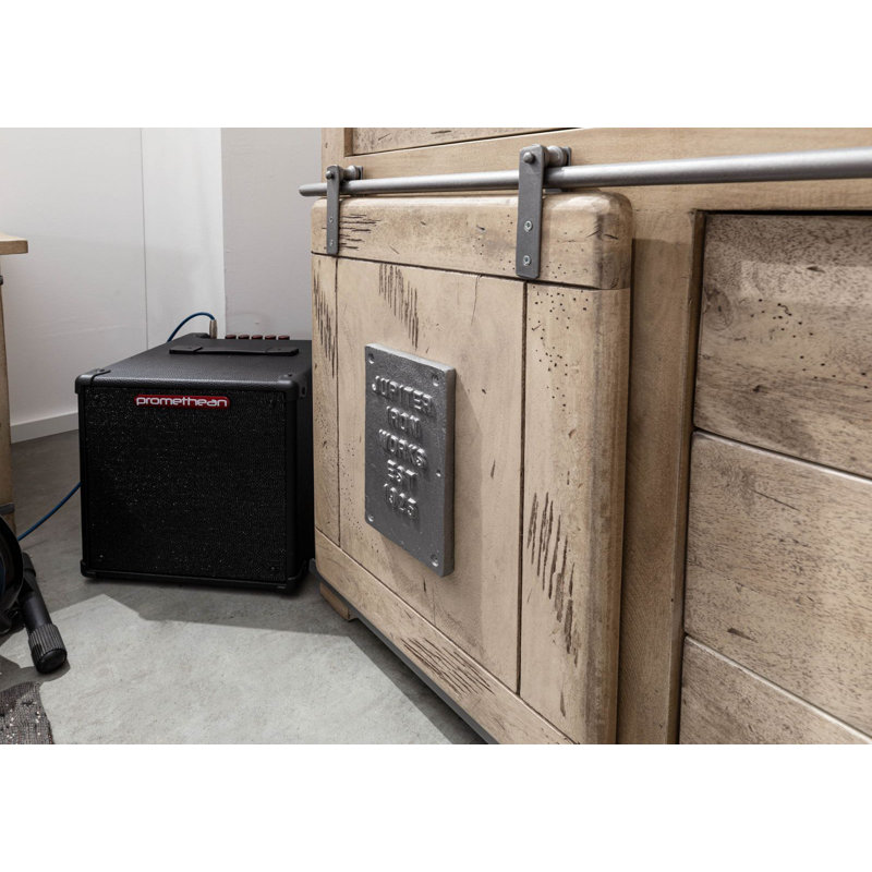 Railway 200cm Solid Wood Sideboard, Whitewash lacquered