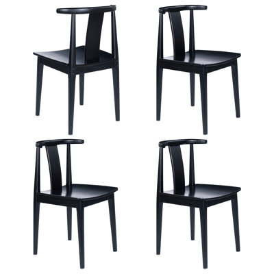 Farmhouse Wood Dining Chairs With Curved Back