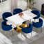 Ensemble de salle à manger rectangulaire à piédestal avec chaise tissée-602973851-602973847