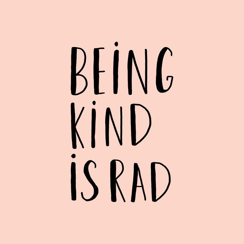 Being Kind is Rad - Art textuel, H 20 po x l 20 po x P 1,25 po, Non, Cadre doré simple