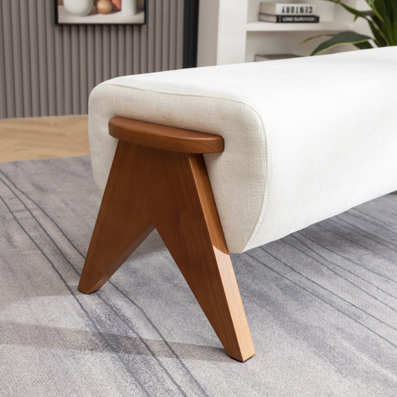 Banc en bois massif multifonctionnel Kyajah, Blanc