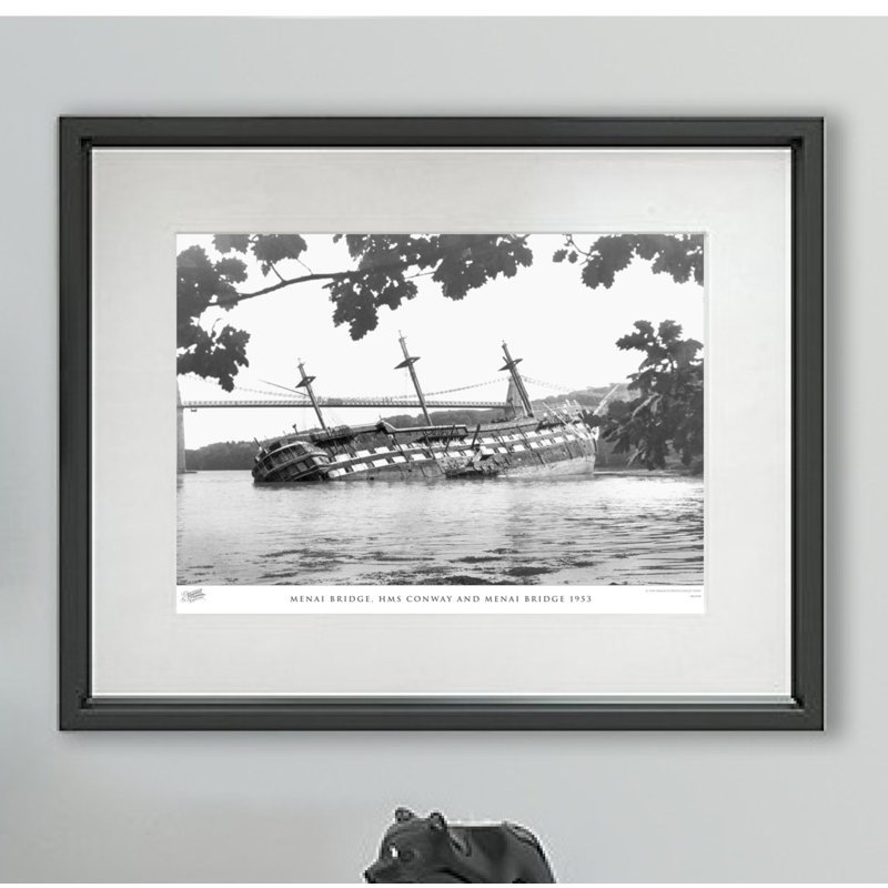 Menai Bridge, HMS Conway And Menai Bridge 1953 by Francis Frith - Single Picture Frame Print, 45cm H x 60cm W x 2.3cm D