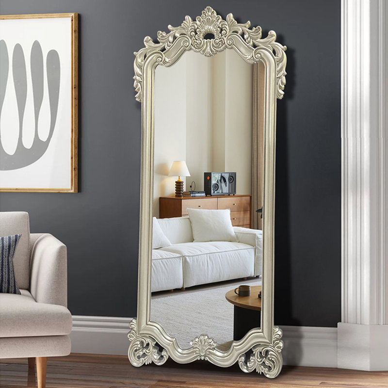 French-Style Vintage Wall-Mounted Floor-Standing Full-Length Mirror, 78.74" x 39.37"