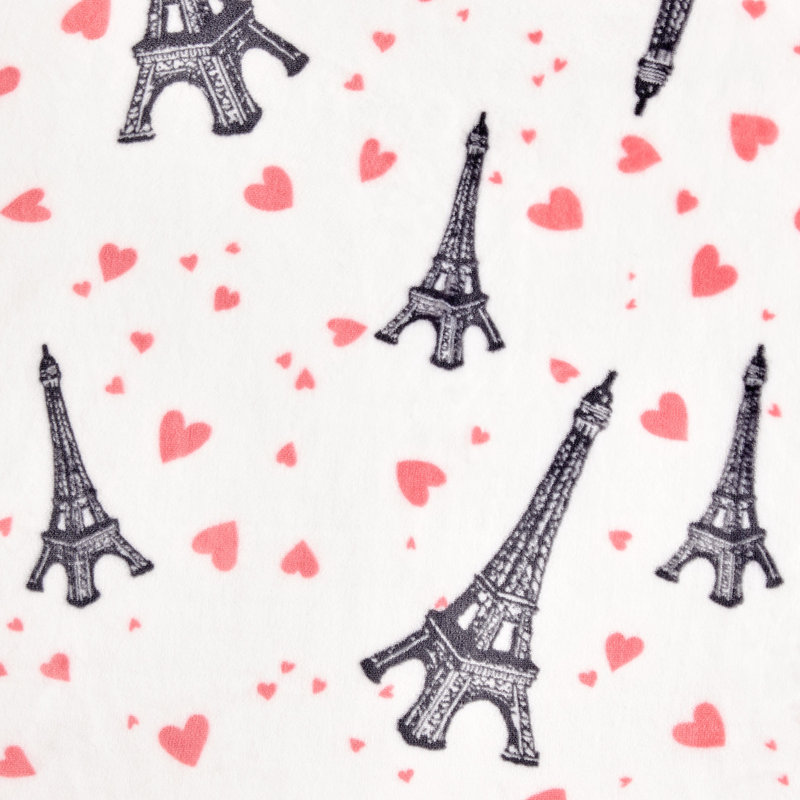 Couvertures en molleton moelleux à imprimé Betsey Johnson, Jeté, Paris Love Rose