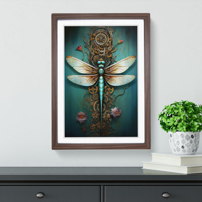 Dragonfly Romanticism - Single Picture Frame Print on Wood