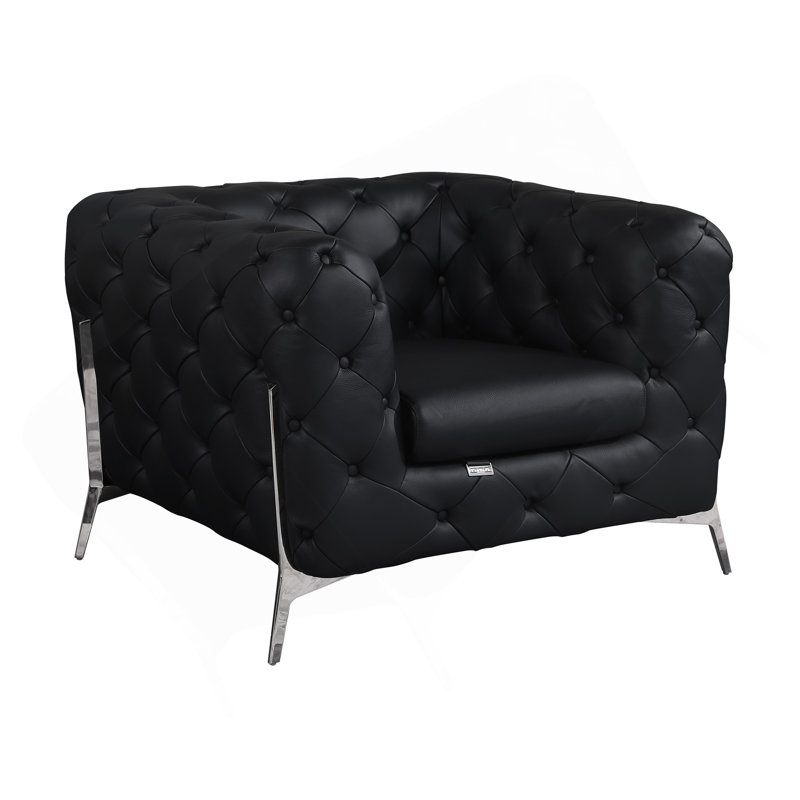 Chaise en cuir 100% italien Global United, Noir