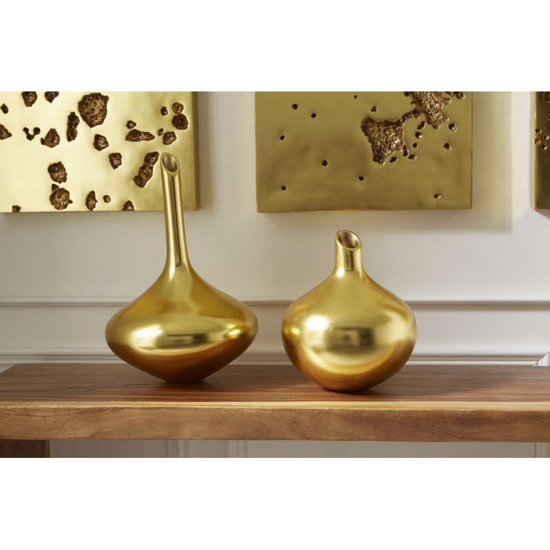 Julian 19" Resin Table Vase, Gold Leaf