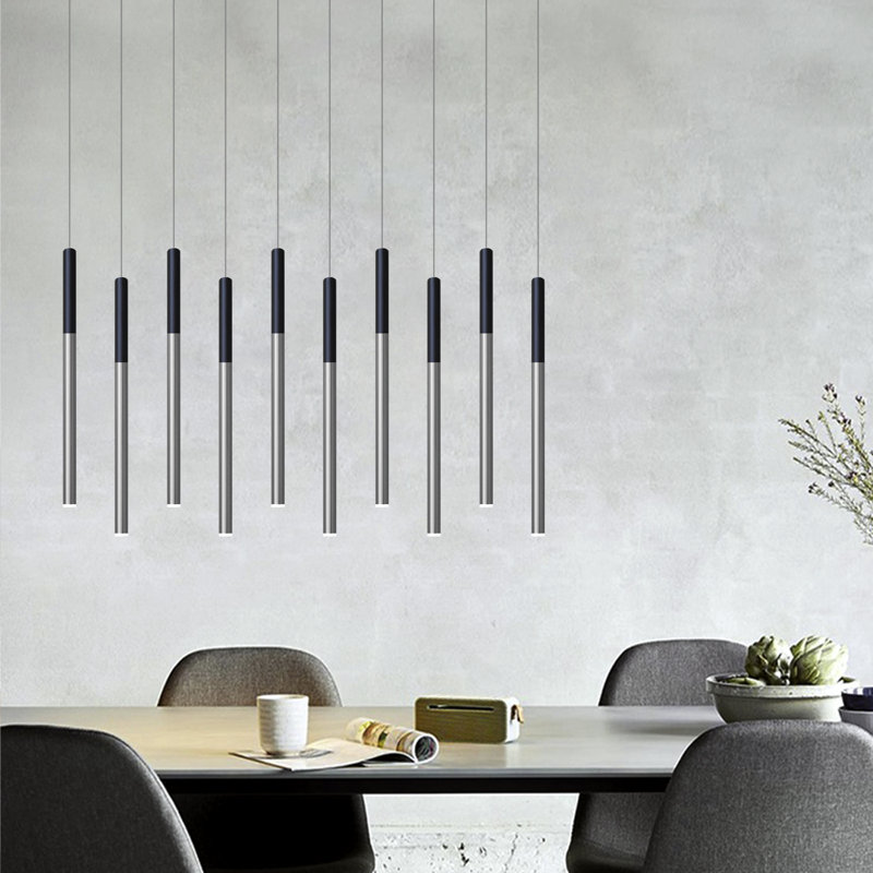 Baileyton 10 - Light Kitchen Island Pendant, Black Top / Brushed Nickel