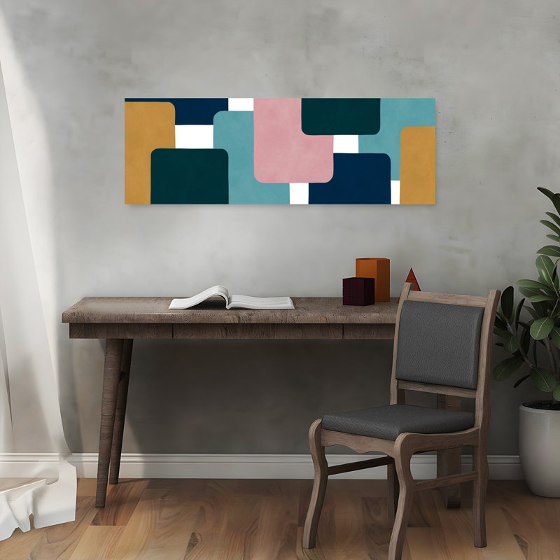 Art mural géométrique contemporain abstrait abstrait, H 12 po x l 36 po