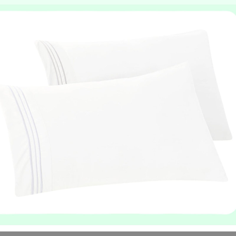 LuxuryEase Pillowcase Set - 1500 Thread Count Smooth Weave, Wrinkle & Stain Resistant, Easy Care, White, 2-Piece Set - Soft & Durable Bedding