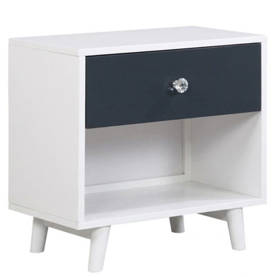 Stephanie White & Blue 1 Drawer 16 In. W Nightstand