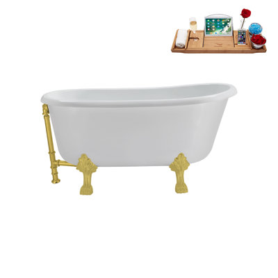 57.5'' x 29.5'' Freestanding Soaking Acrylic Bathtub