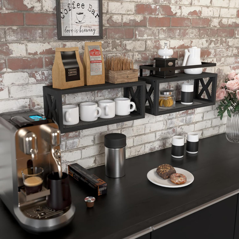 Solid Wood Floating Shelf, Black